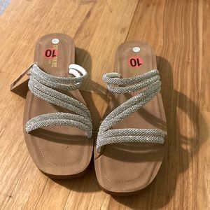 Sandals with faux diamon accents